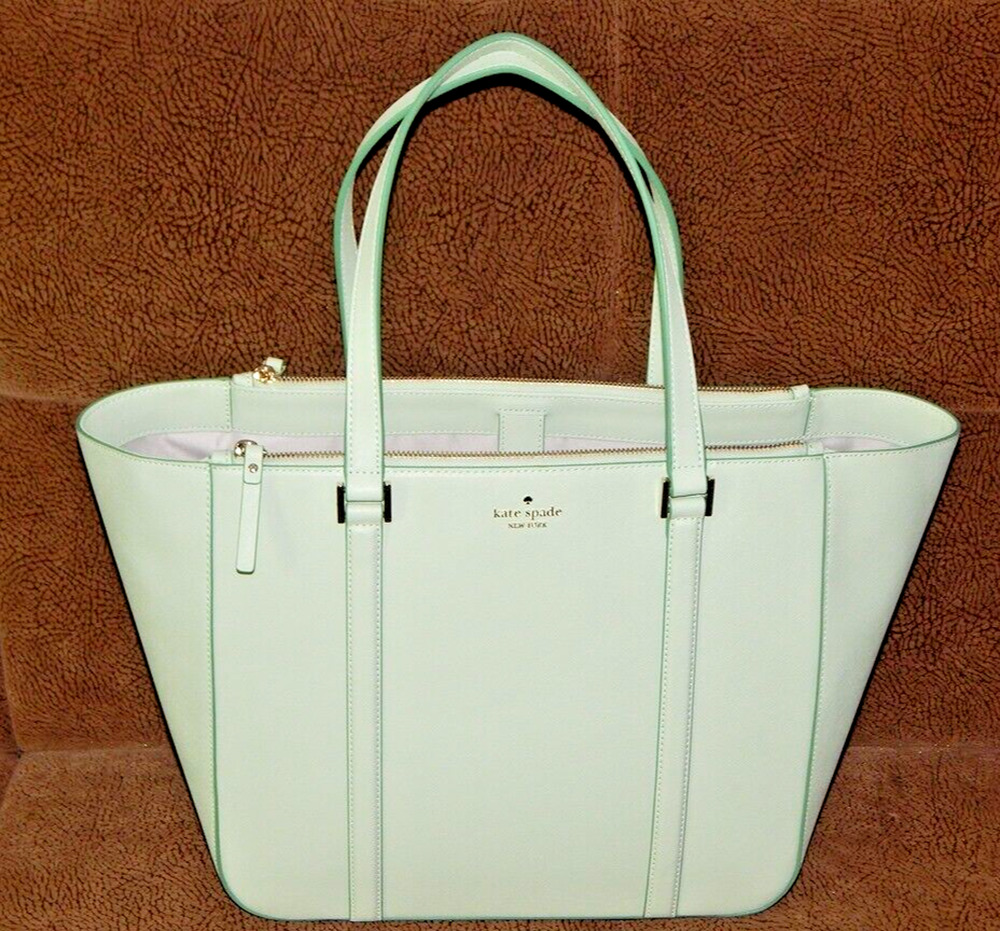 Kate Spade Briar Newbury Lane Leather Three Compartments Pistachio Tote Bag NWT